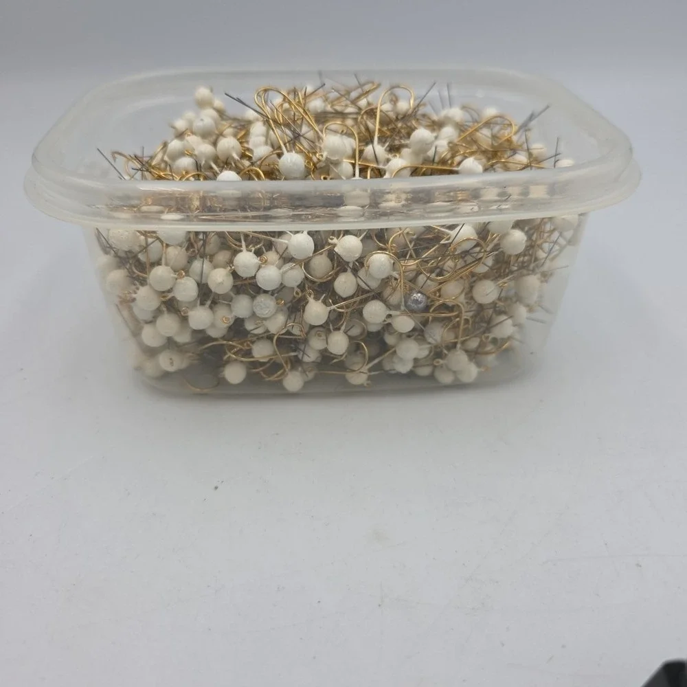 3 lbs Of Jig Heads White #4? Gold Weedless Hooks